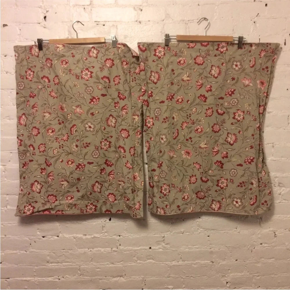 Pottery Barn two sided floral stripe pillow shams standard lot of 2